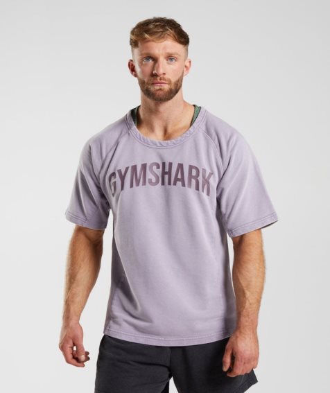 Men's Gymshark Power Washed Rag Top T-Shirts Purple | CA 8735D0